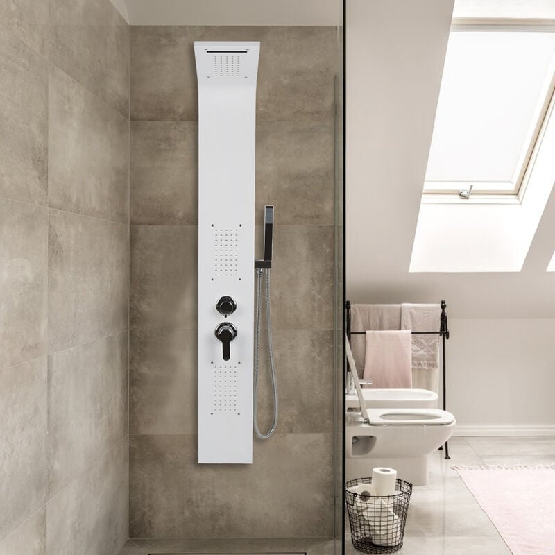 Wyctin - Hofuton Colonne de Douche Mitigeur Thermostatique Douche Chrome Blanc