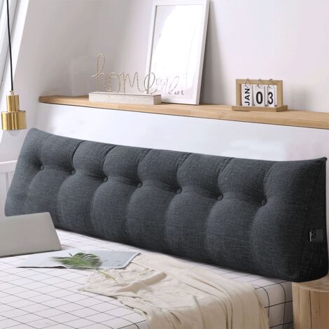 Hofuton Coussin de Lecture, Coussin Tête, Doux et Confortable, Coussin Dossier Canapé, Coussin Lombaire Triangulaire, Oreiller de Lecture, Support de Positionnement, Noir, 200cm