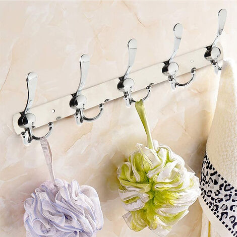 Hofuton Crochet Mural Patères Porte Manteaux En Acier Inoxydable Pour Porte-manteau/Serviettes/Chapeau Argent (1 Pack 15 Crochets)