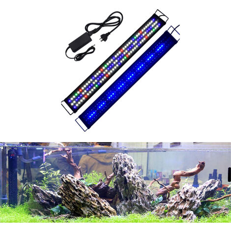 Hofuton Éclairage Aquarium, Rampe LED pour Aquarium d'eau Douce, Lumière Aquarium Plantes, 2 Modes Lampe LED pour Aquarium, 90-110 cm, Noir