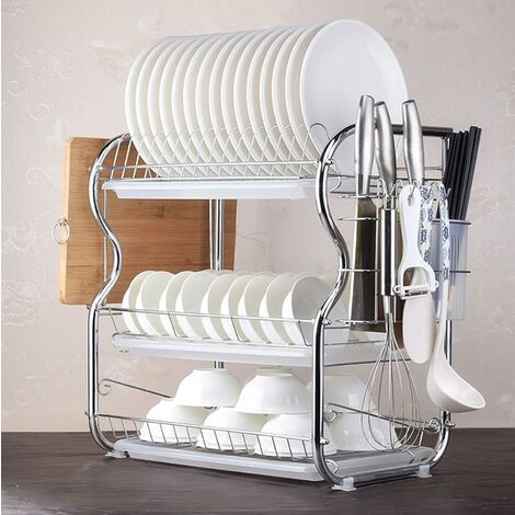Hofuton Égouttoir à Vaisselle Avec Plateau Inox Save Space 3 Étages Option 1