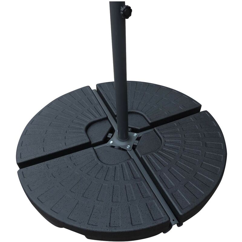 Hofuton Ensemble de 4 poids pour supports de parasol 96968cm a remplir d'eau ou de sable Noir