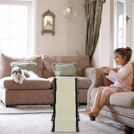 Hofuton Escalier pour chien de petite taille et grande taille - Rampe pour chien - Escalier pliable - 4 Niveaux - Pliable - Avec marches - Idéal pour les voitures, camions, SUV - Beige