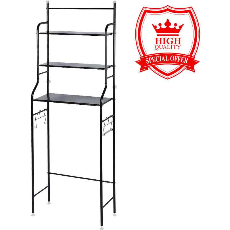 Hofuton Etagère de Salle de Bain Etagère de Rangement Salle de Bains Au-Dessus de Toilette ou la Machine à Laver 3 Etagères en Métal Laqué 165 x 55 x