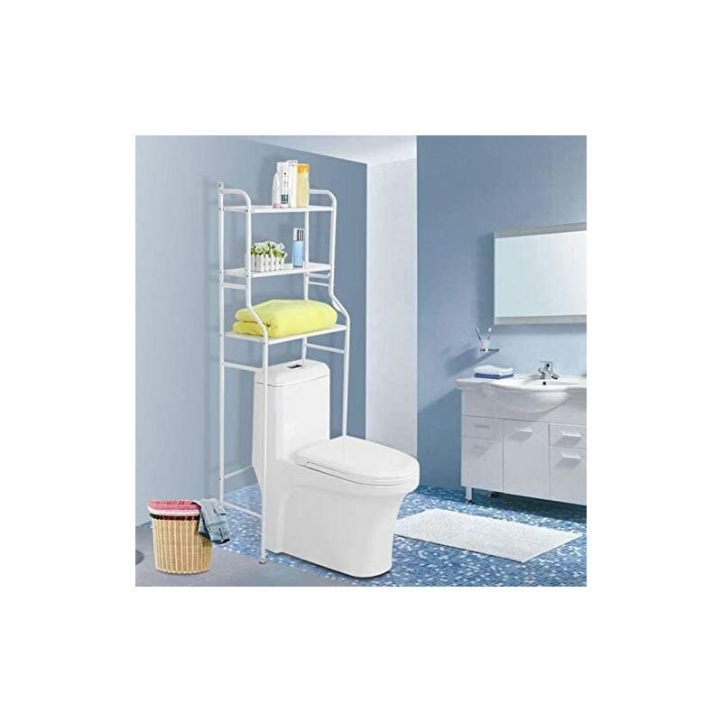 Hofuton Etagère de Salle de Bain, Etagère Dessus Toilettes wc ou Lave-Linge, avec 3 Tablettes 165 x 55 x 26cm (Blanc)