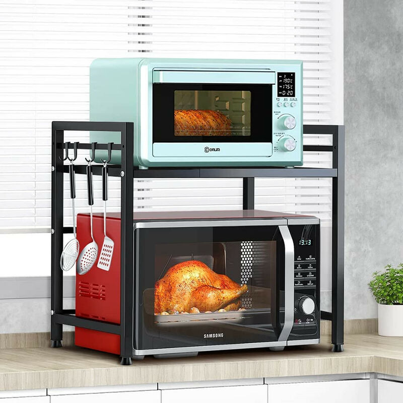 Hofuton Extensible Étagère de Four à Micro-Ondes à 2 Étages, Support de Rangement Four Stockage Meuble Rangement Cuisine Étagère de Cuisine avec 6