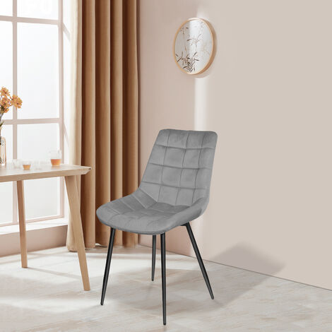 Chaise capitonnée dorée gris NEVA - Table/Chaise Argentée/Dorée