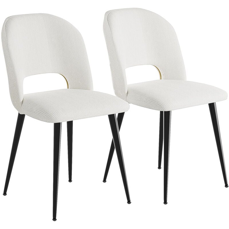 Wyctin - Hofuton Lot de 2 Chaises de Salle à Manger Scandinave Fauteuil Assise Rembourrée en Velours Côtelé Pieds en Métal pour Cuisine Salon Chambre