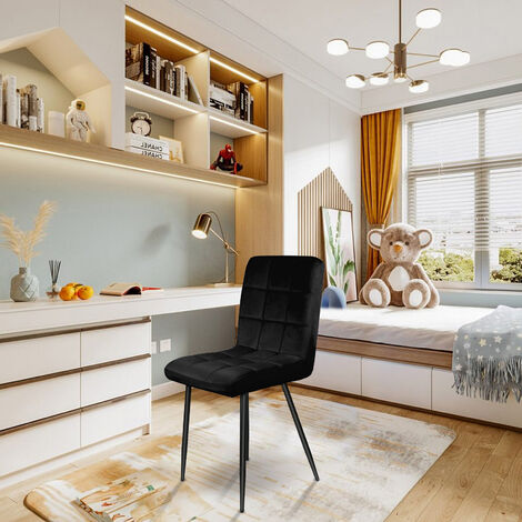 Hofuton Lot de 2 chaises en velours pour salle à manger noir