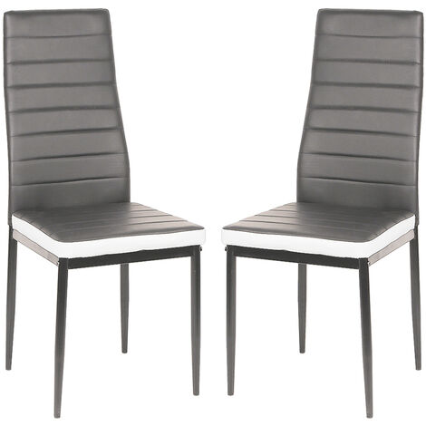 Hofuton Lot de 2 chaises grises bandeau blanc pour salle à manger