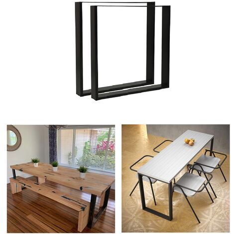 Hofuton Lot de 2 Pieds de Table Métal, Pied de Table Industriel en Acier pour Table basse, Table Haute, Plan de Travail, Noir, 80X72cm