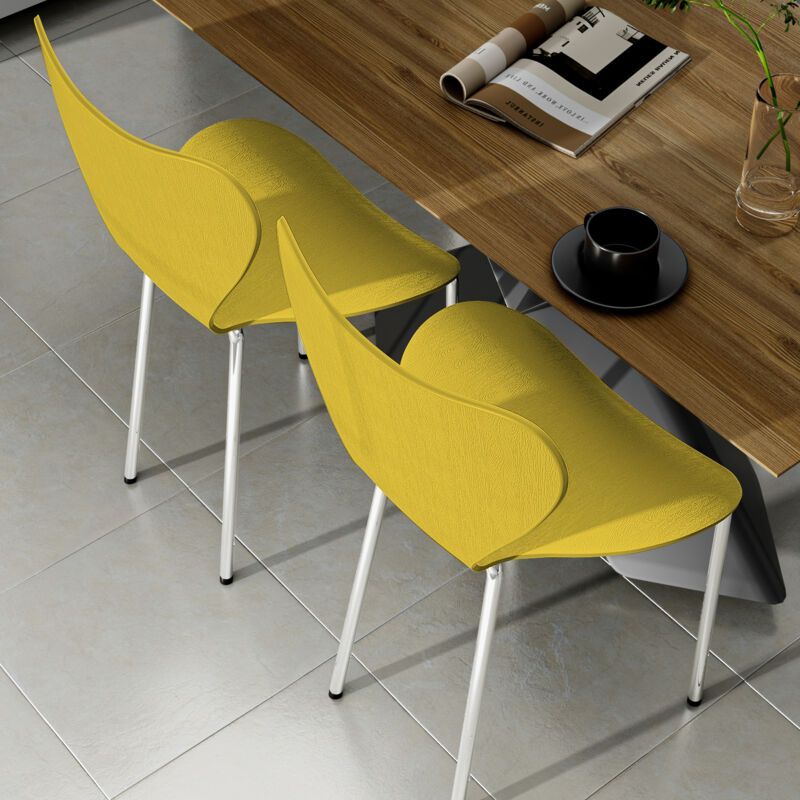 Wyctin - Hofuton Lot de 4 Chaises de Cuisine Salle à Manger Plastique 45,5 x 40 x 82,5 cm 150kg Jaune