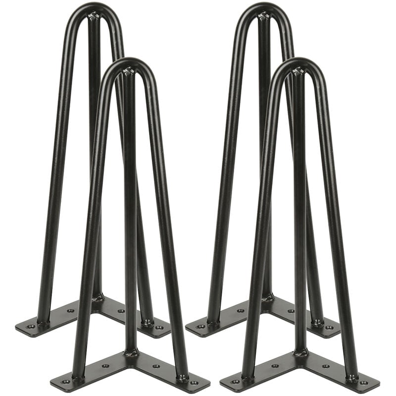 Wyctin - Hofuton Lot de 4 Pcs Pieds de Table en Épingle à Cheveux 30CM Pieds de Meubles Noir en Acier pour Bureau, Chaises, Meuble diy, Noir