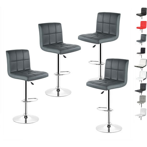 Hofuton Lot de 4 Tabouret de Bar Chaise de Bar avec Dossier et Repose-Pieds Tabouret Européen Gris