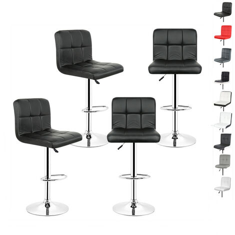 Hofuton Lot de 4 Tabouret de Bar Chaise de Bar avec Dossier et Repose-Pieds Tabouret Européen Noir
