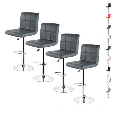 Hofuton Lot de 4 tabourets de bar, hauteur réglable et rotation à 360°, gris