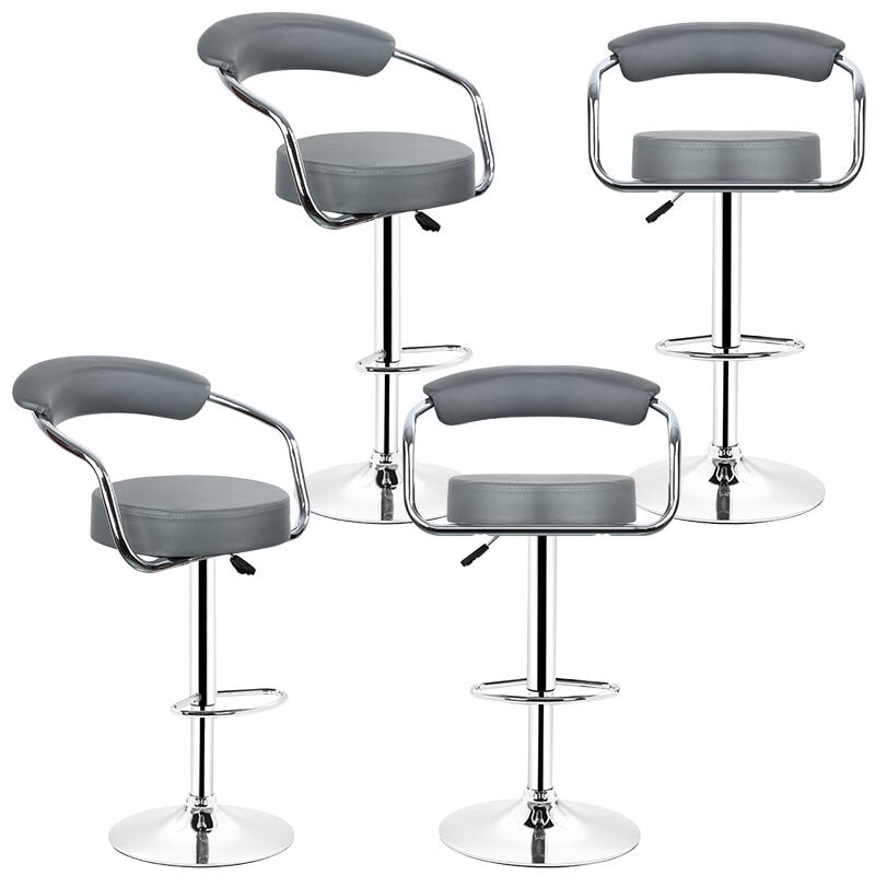 Wyctin - Hofuton Lot de 4 tabourets de bar réglable en hauteur de 85 à 105 cm - gris