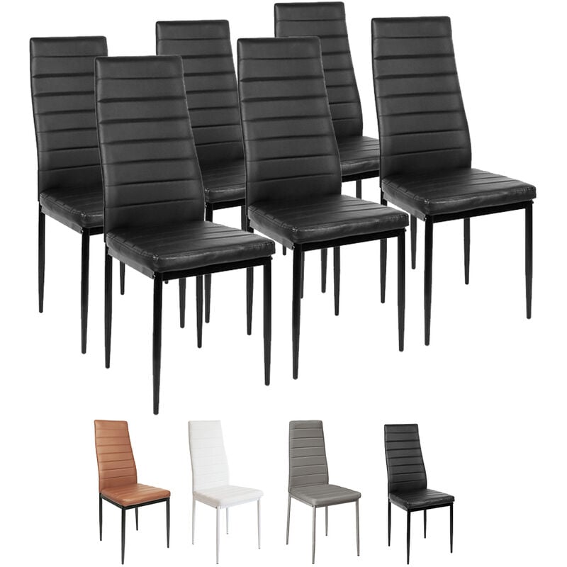 Wyctin - Hofuton Lot de 6 Chaises de Salle à Manger Confortables en Cuir Silimi - Noir