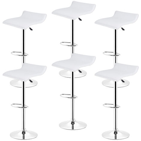 Hofuton Lot de 6 Tabouret de Bar en Cuir PU Tabouret Haut Chaise de Salon de Coiffure Rotation et Levage Réglables Convient pour Salon de Beauté (Blanc)