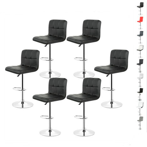 Hofuton Lot de 6 tabourets de bar noir