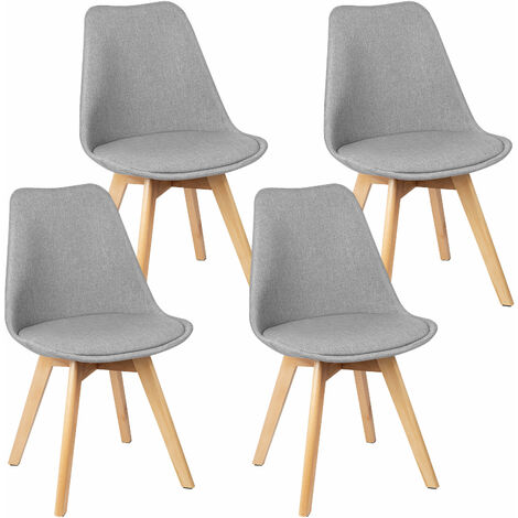 Hofuton Lot de Quatre chaises scandinaves gris clair