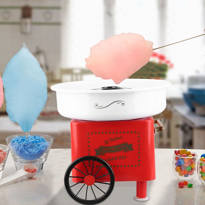 Wyctin - Hofuton Machine à Barbe à Papa Chariot Appareil Cotton Candy Utiliser Sucre Ordinaire ou Bonbons Fete Foraine Anniversaire Enfant Rouge
