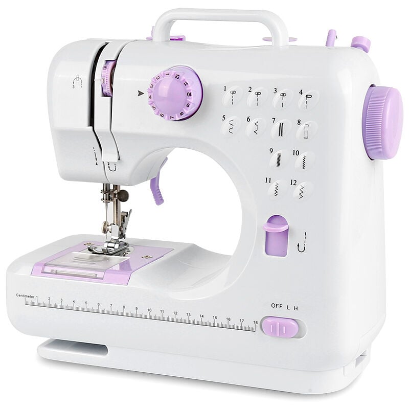 Hofuton Machine à Coudre 12 Ponits Portable Ajustables Multifonction Fil et Vitesse Double avec Bobine de Fil Canette Pédale Lumière de led