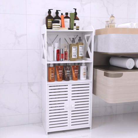 Hofuton Meuble de Rangement de Salle de Bain, Armoire Haute, Bibliothèque, avec 2 Compartiments Ouverts, 1 Porte, 25 x 40 x 90 cm, pour Salon, Cuisine, Bureau, Blanc