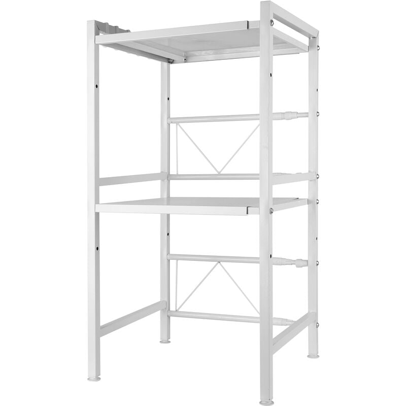 Hofuton Meuble Rangement de Cuisine Support Four Micro-Ondes avec 2 Niveaux Extensible en Hauteur & Largeur avec 6 Crochets Parfaits pour Accrocher