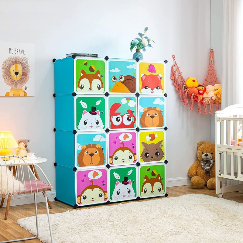 Wyctin - Hofuton Meuble Rangement Enfant avec Motifs d'animaux, Support de Rangement, Armoires Etagères Plastiques, Armoire de Rangement Bricolage