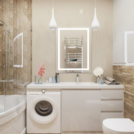Hofuton Miroir de Salle de Bains LED Lumière Réglable 80 60cm avec Haut-Parleur Bluetooth et Interrupteur Tactile