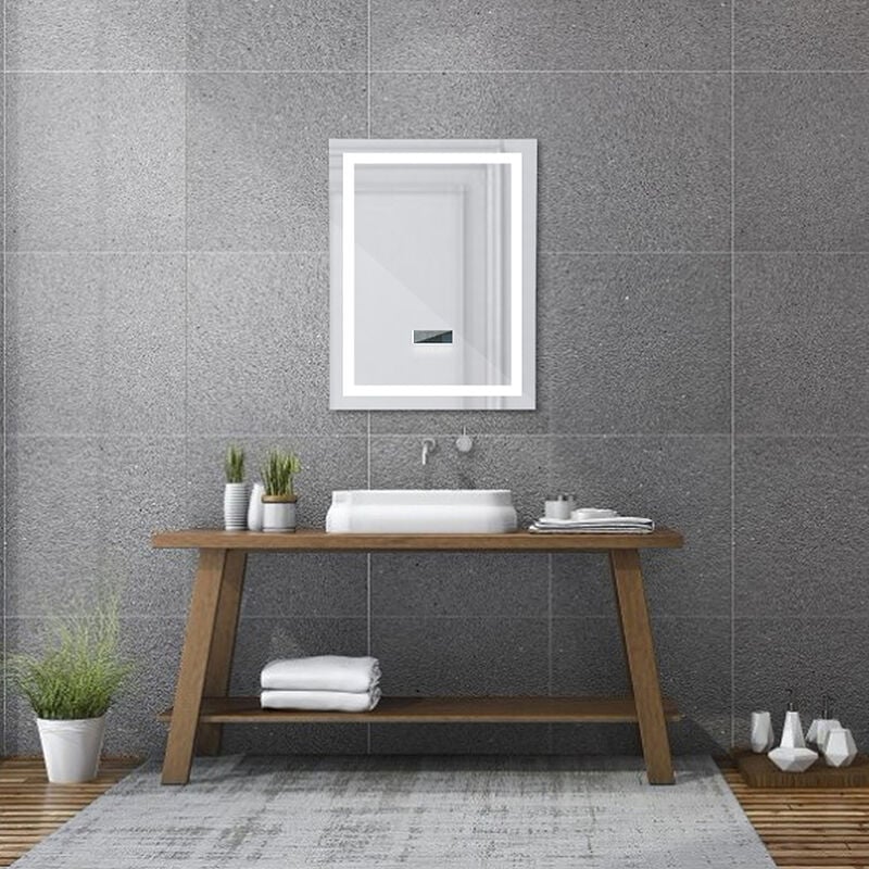 Wyctin - Hofuton miroir lumineux salle de bain led Éclairage 60x80cm 24W étanche lumière réglable anti-buée bluetooth stéréo