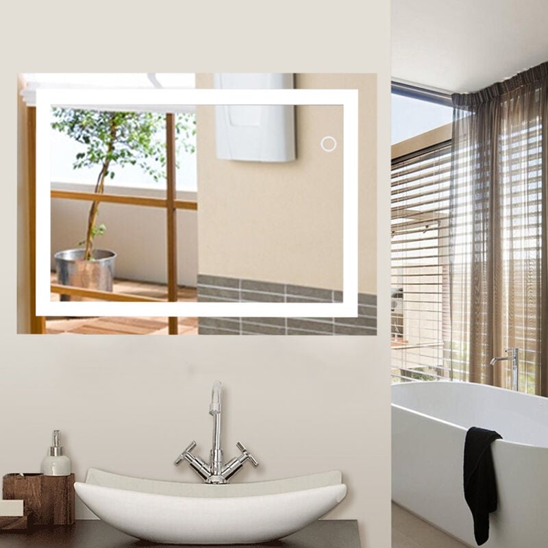 Wyctin - Hofuton Miroir Mural avec Éclairage led Interrupteur Tactile Miroir Lumineux pour Salle de Bain 6080 cm