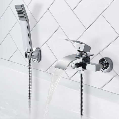 KEMAIDI robinet de baignoire trois pièces robinets de bassin de salle de  bain pont monté cascade bain évier robinet mitigeur d'eau robinets - Type D