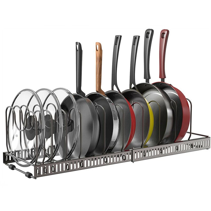 Hofuton Organiseur Extensible pour Casseroles et Poêles, Poêles et Couvercles pour Couvercles Casseroles Cuisine, Placard, Comptoir, Armoire, Bronze,