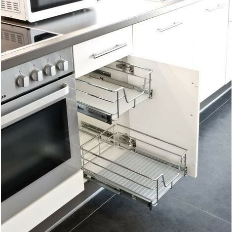 Hofuton Panier de Cuisine en Treillis Métallique 2 Pcs Argenté pour Placard de 26cm