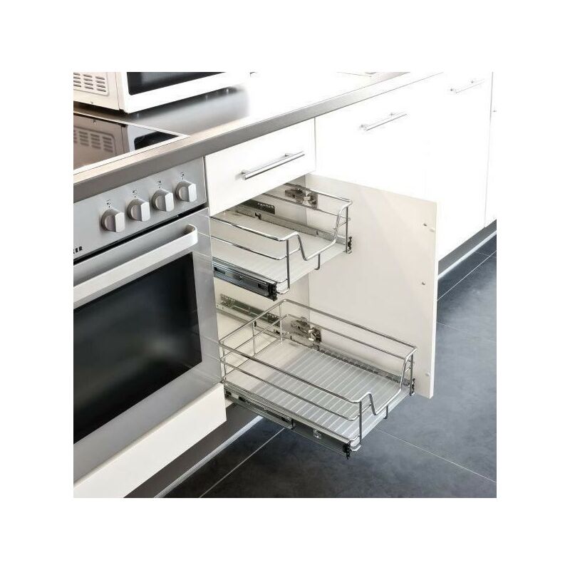 Hofuton Panier de Cuisine en Treillis Métallique 2 Pcs Argenté pour Placard de 26cm