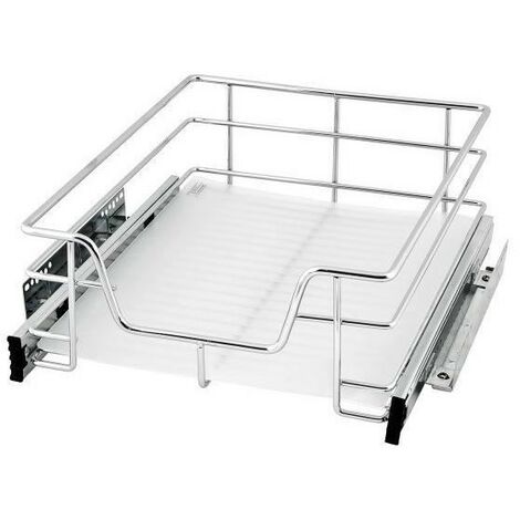 Hofuton Panier Treillis Métallique Argenté Panier de Rangement avec Tiroirs Coulissants à Système pour Placard de 41cm