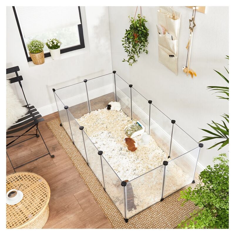 Wyctin - Hofuton Parc Enclos, Cage, Clôture, avec Plancher, Intérieur, Modulable, en Plastique, pour Cochon d'Inde, Lapin, Hérisson, Petits Animaux,
