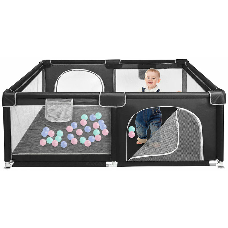 Hofuton Parc Bébé - Centre d'Activités pour Enfants - Noir - 120x160x66cm - tente de parc pour nourrissons et tout-petits - Comprend un sac de