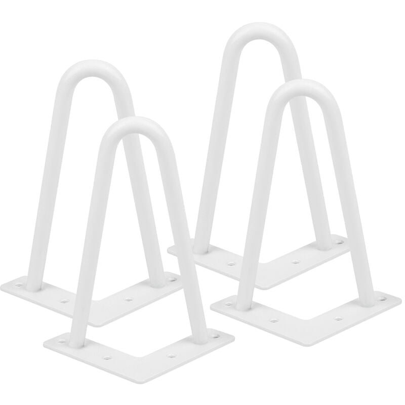 Hofuton Pieds de Table Hairpin Legs Support de Table 4 x Pieds de Table en Épingle à Cheveux Acier 20cm Blanc