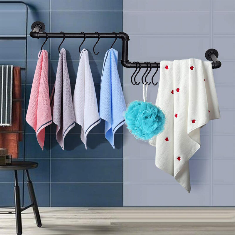 Wyctin - Hofuton Portant Mural, Cintre Industriel en Forme de z, Cintre Robuste, Tige de Séchage du Linge, Noir