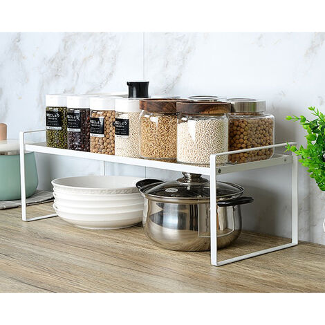 Hofuton Porte-assiettes et porte-vaisselle extensible, étagères de cuisine peu encombrantes, étagères de cuisine, organisateur de placard, nourriture et ustensile pour économiser de l'espace en métal 