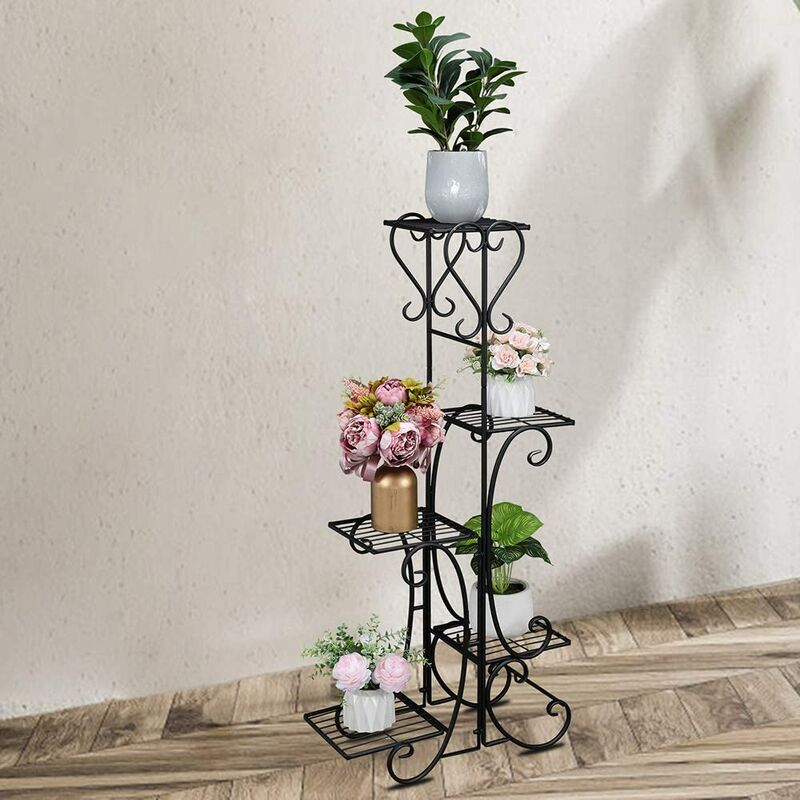 Wyctin - Hofuton Porte Plantes en Métal Étagère Échell à Fleurs Escalier 107x57x22cm pour Jardin Balcon Terrasse