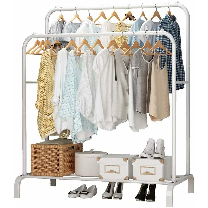 Hofuton Porte-vêtements, Porte-vêtements Multifonctionnel, Porte-Manteaux à Deux Pôles, Blanc