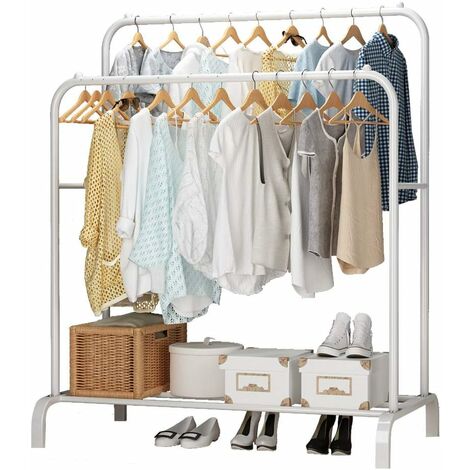 Hofuton Porte-vêtements, Porte-vêtements Multifonctionnel, Porte-Manteaux à Deux Pôles, Blanc