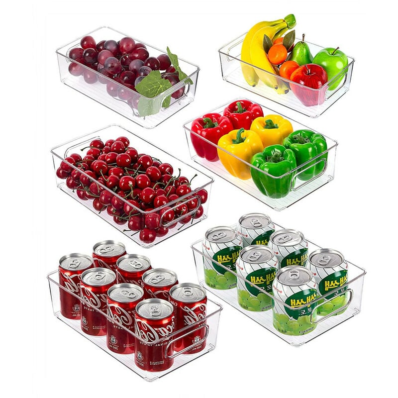 Wyctin - Hofuton Rangement Frigo Lot de 6, Boite Rangement avec Poignées, Organiseur Frigo Empilable pour la Cuisine, le Réfrigérateur, le Placard.