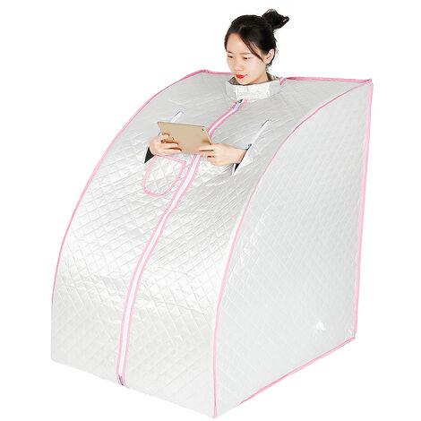 Hofuton Sauna à Vapeur et Cabine, Tente de Sauna Pliable, Générateur de Vapeur de Sauna 1.5L 1000W pour Bain de Sauna, Amincissement, Détoxification, Thérapie Corporelle, Argent