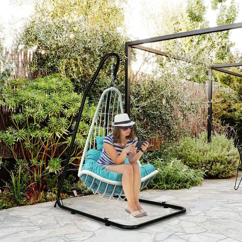 Hofuton Support pour Fauteuil Suspendu 200-250cm Cadre en Acier Pieds Antidérapants sans Hamac Noir