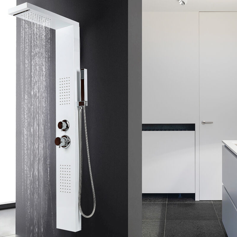 Hofuton Système de panneau de douche acier inoxydable carré - blanc
